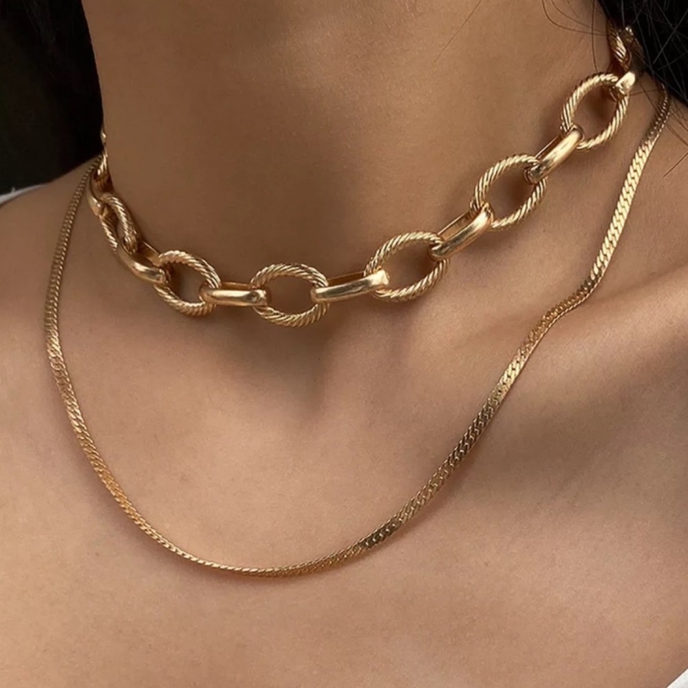 NEW 18K GOLD CHAIN CHOKER NECKLACE